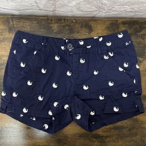 FSR Juniors 13 Navy Blue Shorts Embroidered Whales Nautical Preppy Summer